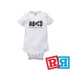 AC/DC ABCD For Those About To Talk onesie Gerber organic cotton short sleeve white