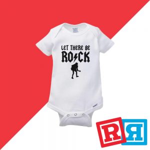AC/DC Let There Be Rock onesie Gerber organic cotton short sleeve white