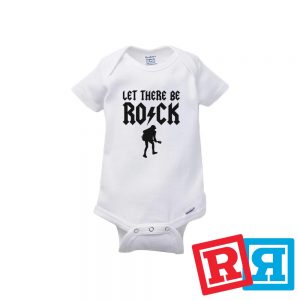 AC/DC Let There Be Rock onesie Gerber organic cotton short sleeve white
