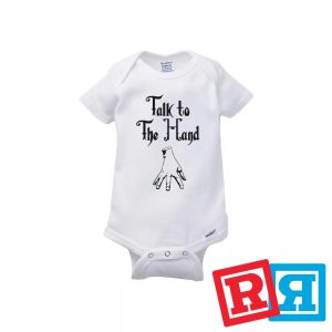 Addams Family Thing baby onesie Gerber organic cotton short sleeve white