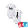 The Beatles Abbey Road necktie baby onesie Gerber organic cotton short sleeve white