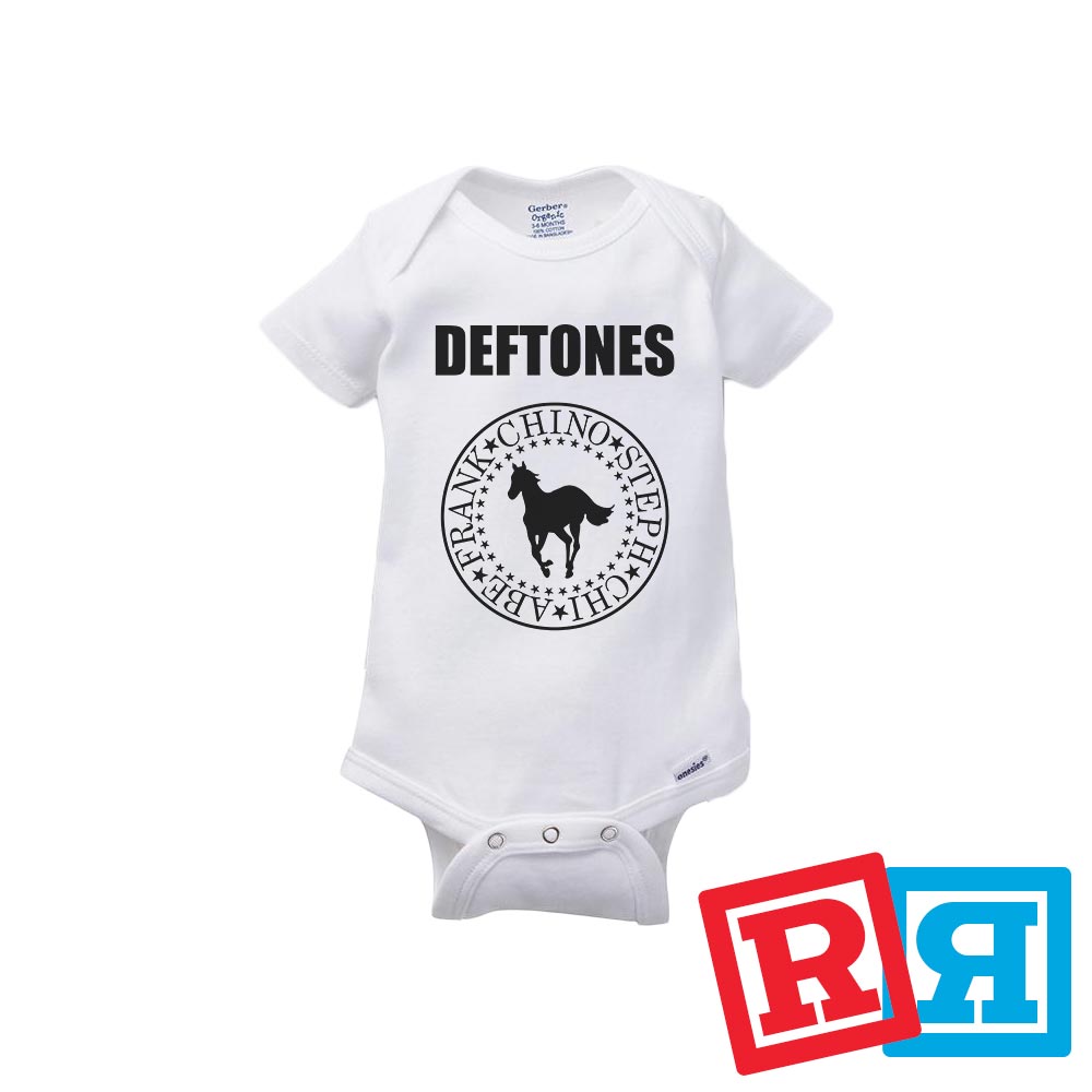 Deftones White Pony Ramones onesie Gerber organic cotton short sleeve white
