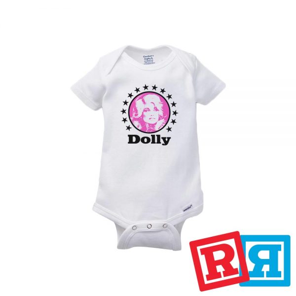 Dolly Parton queen of counrty music onesie Gerber organic cotton short sleeve white