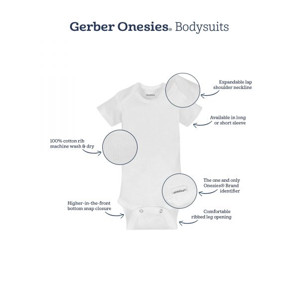 Gerber Organic Onesie Bodysuit Short Sleeve White Cotton