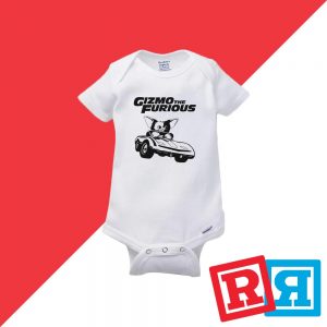 Gizmo fast and furious gremlins onesie Gerber organic cotton short sleeve white