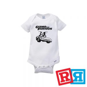 Gizmo fast and furious gremlins onesie Gerber organic cotton short sleeve white