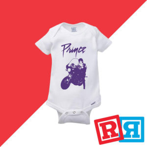 Prince Purple Rain baby onesie Gerber organic cotton short sleeve white