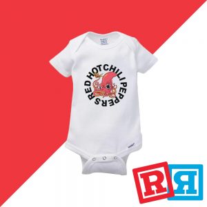 Red Hot Chili Peppers octopus baby onesie Gerber organic cotton short sleeve white