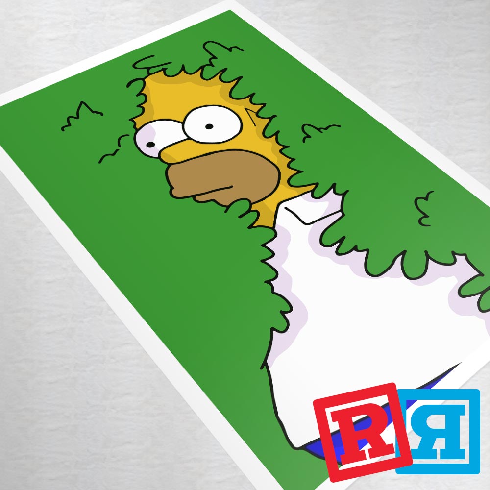 The Simpsons Homer Simpson Hiding In Bushes Poster Art Print 11x17 in. 