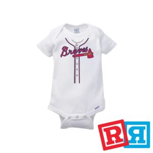 Atlanta Braves baseball jersey baby onesie Gerber organic cotton short sleeve white