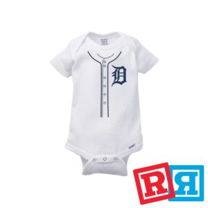 Detroit Tigers baseball jersey baby onesie Gerber organic cotton short sleeve white