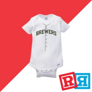Milwaukee Brewers baseball jersey baby onesie Gerber organic cotton short sleeve white