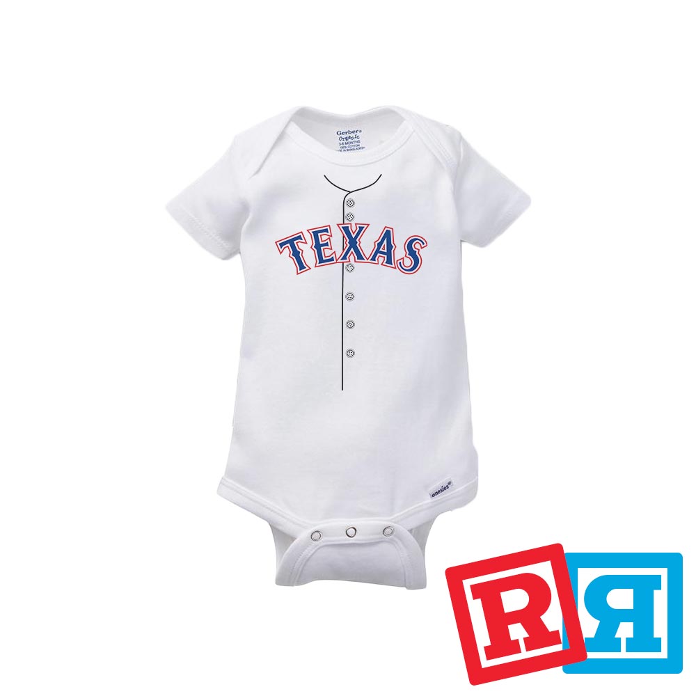 Texas Rangers Baseball Jersey Onesie - Free Shipping - Shop Now