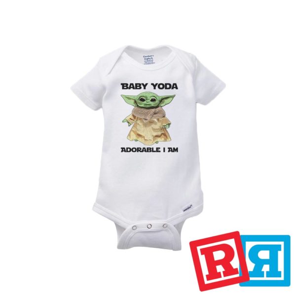 Baby Yoda Adorable I Am baby onesie Gerber organic cotton short sleeve white