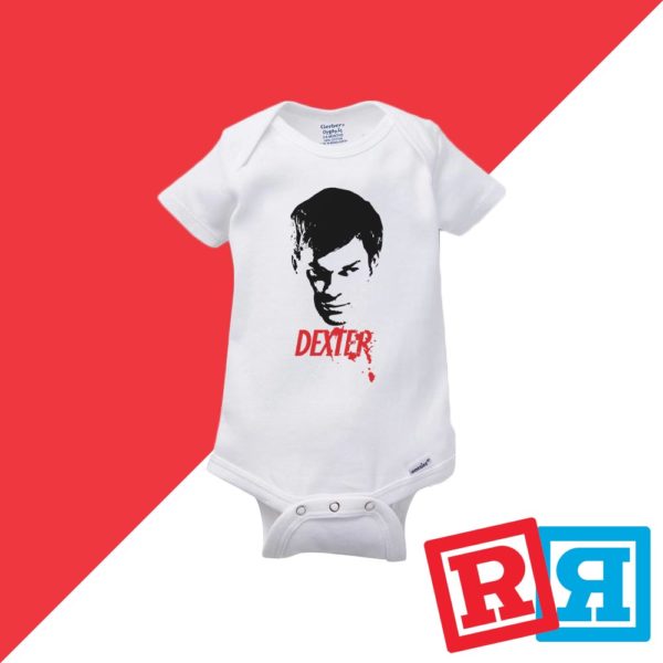 Dexter Morgan baby onesie Gerber organic cotton short sleeve white