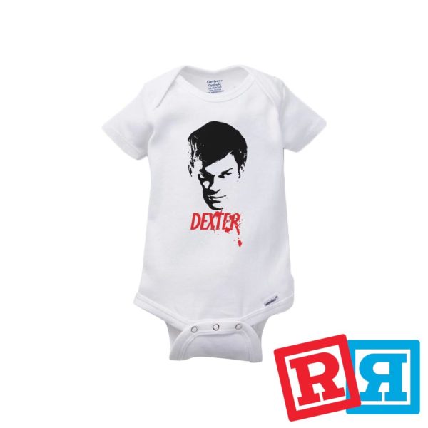 Dexter Morgan baby onesie Gerber organic cotton short sleeve white