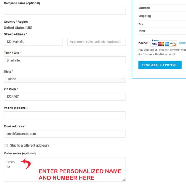 Personalized onesie checkout screen