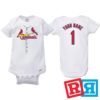 Personalized St. Louis Cardinals Baseball Jersey Onesie Gerber organic cotton short sleeve white