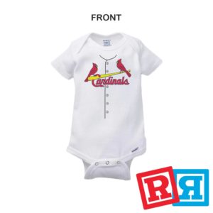 Personalized St. Louis Cardinals Baseball Jersey Onesie Gerber organic cotton short sleeve white