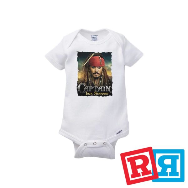 Captain Jack Sparrow baby onesie Gerber organic cotton short sleeve white