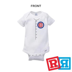 Personalized Chicago Cubs Baseball Jersey Onesie Gerber organic cotton short sleeve white