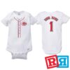Personalized Cincinnati Reds Baseball Jersey Onesie Gerber organic cotton short sleeve white