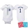 Personalized Detroit Tigers Baseball Jersey Onesie Gerber organic cotton short sleeve white