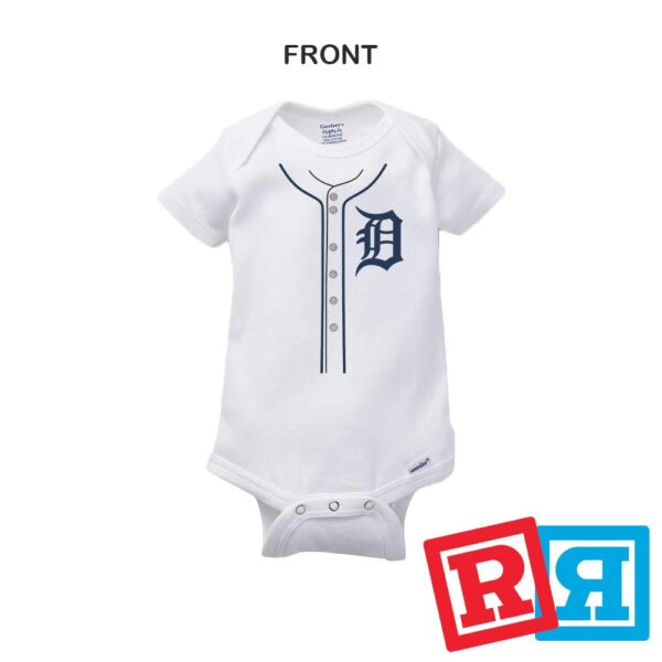 Personalized Detroit Tigers Baseball Jersey Onesie Gerber organic cotton short sleeve white