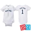 Personalized New York Yankees Baseball Jersey Onesie Gerber organic cotton short sleeve white