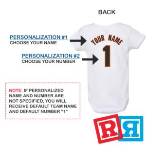 Personalized San Francisco Giants Baseball Jersey Onesie Gerber organic cotton short sleeve white