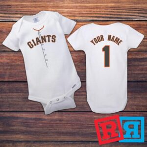 Personalized San Francisco Giants Baseball Jersey Onesie Gerber organic cotton short sleeve white